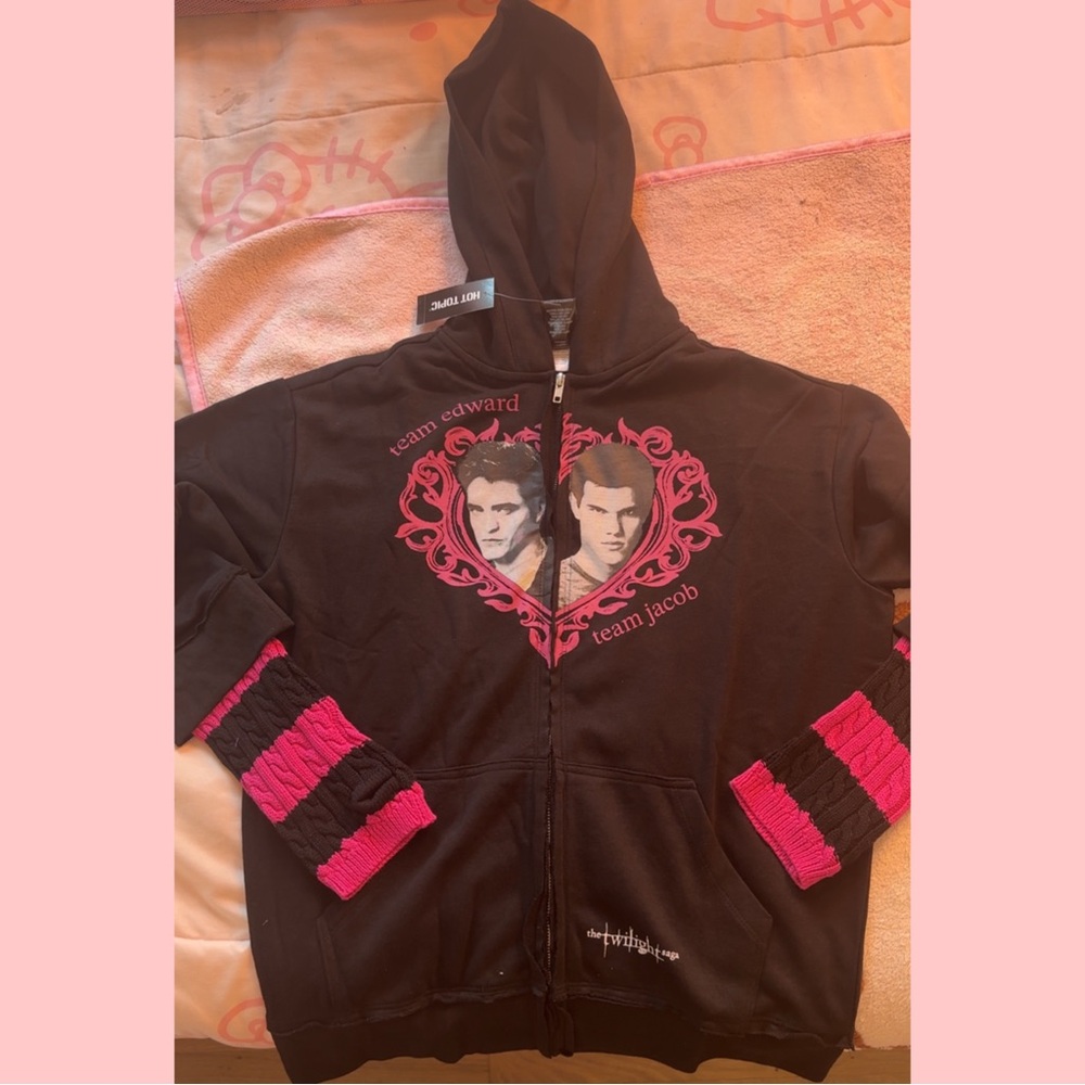 Black and Pink Twilight Hoodie Zip-Up